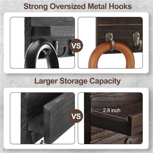 Mail Organizer for Wall Mount–KeyHolder with Shelf Includes Letter Holder &Hooks - Picture 4 of 8